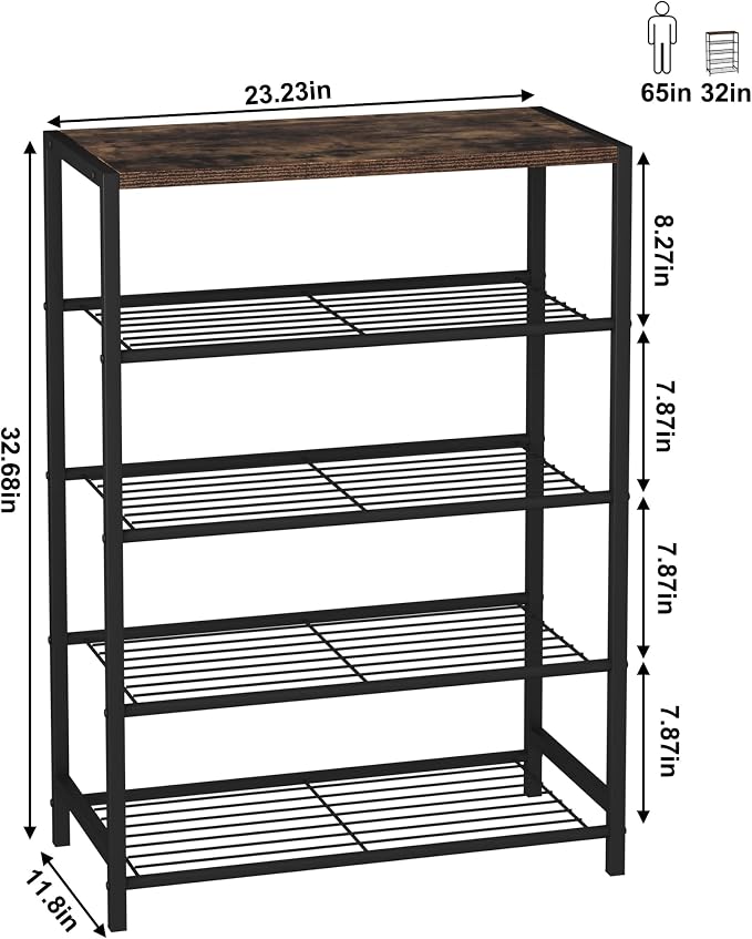 HOMEFORT 5-Tier Shoe Rack, Shoe Storage Shelf - Image 3