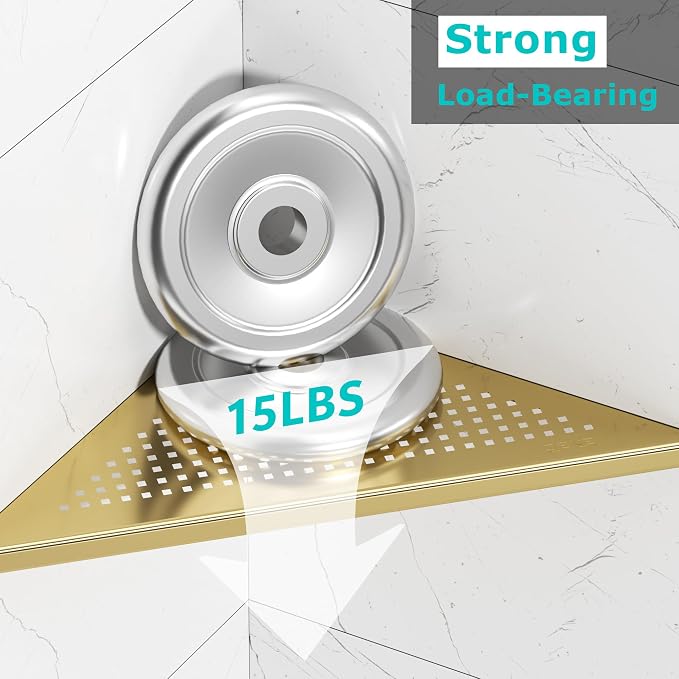 Bathroom Corner Shelf, Recessed 12" Shower Shelf Caddy, SUS304 Stainless Steel - Image 5