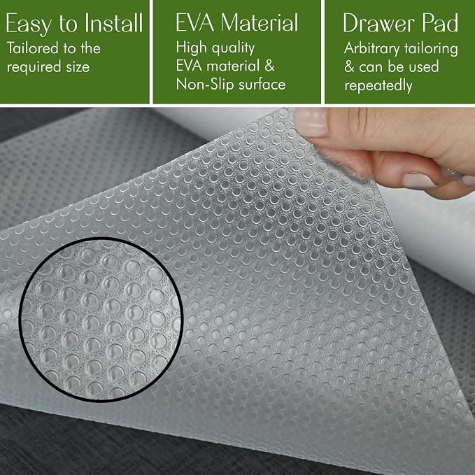 EVALAND Shelf Liners for Kitchen Cabinets Non-Adhesive 13.8" x 20 FT Clear - Image 3