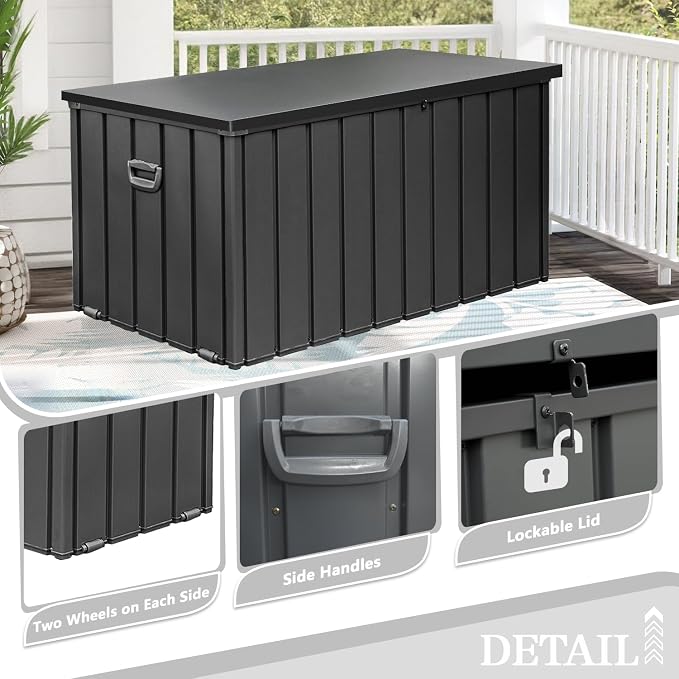 Domi 200 Gallon Deck Box, Metal Outdoor Storage Box - Image 6