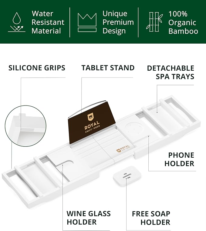 ROYAL CRAFT WOOD Premium Foldable Bathtub Tray - Image 2