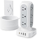 Flat Plug Power Strip Tower, 40W Total Fast Charging Station, Dual PD 20W USB-C by TenTrend