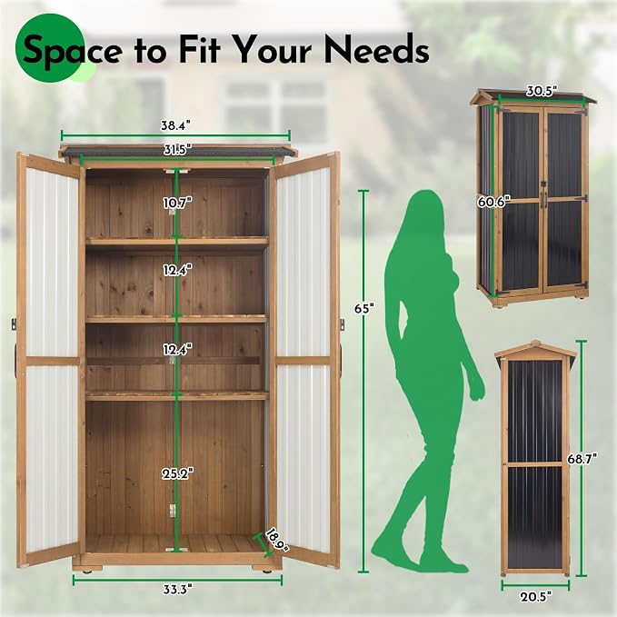 Large Outdoor Storage Cabinet, Wood Outdoor Storage Shed - Image 2
