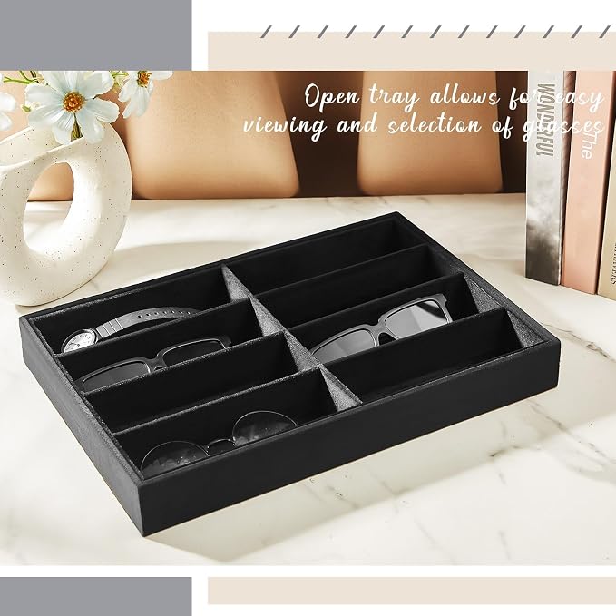 Amylove 2 Pcs Sunglass Organizer Trays Glasses Stackable Jewelry Trays Sunglass - Image 5