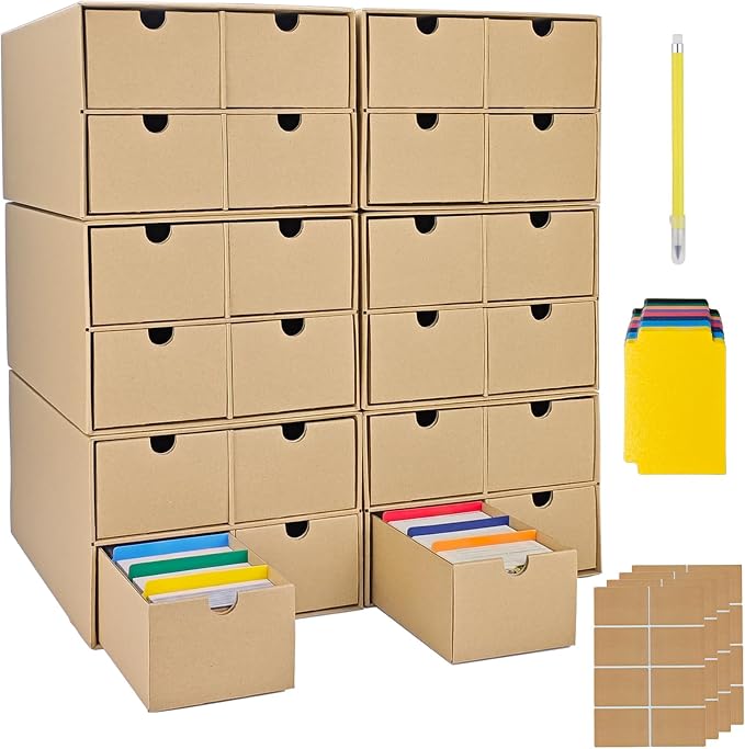 6 Sets Trading Card Storage Boxes, Includes 24-750 CT Boxes & 96 Dividers by Unknown