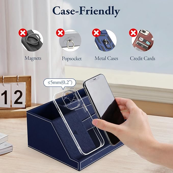 TopMade Wireless Charger Desk Organizer, Leather Multi-Functional Office - Image 7