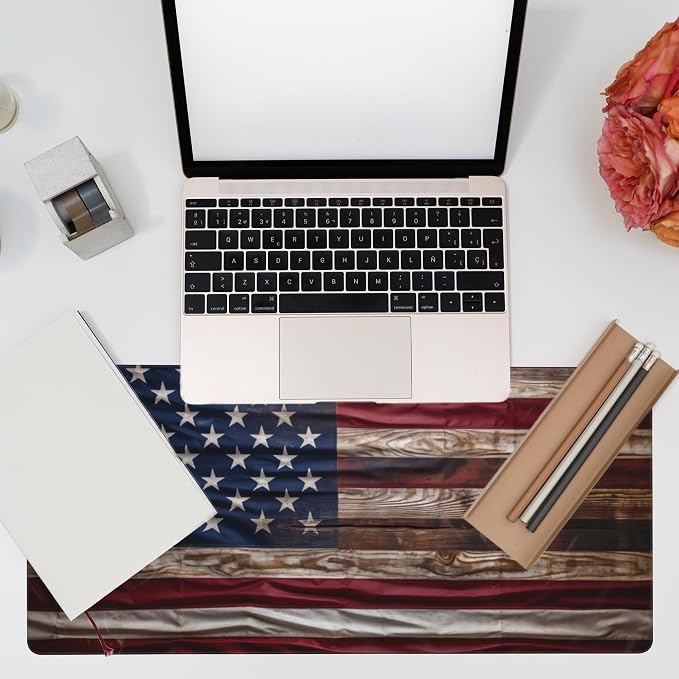 Large Gaming Mouse Pad for Desk, Wooden American Flag Desk Mat, Wooden USA Flag - Image 7