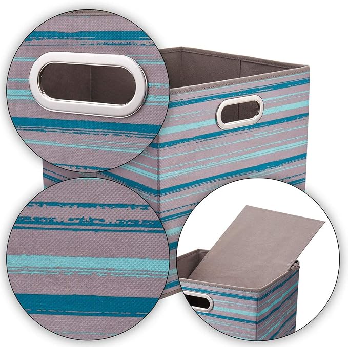 i BKGOO Cloth Storage Bins Set of 4 Thick Fabric Drawers Foldable Cubes Basket - Image 4
