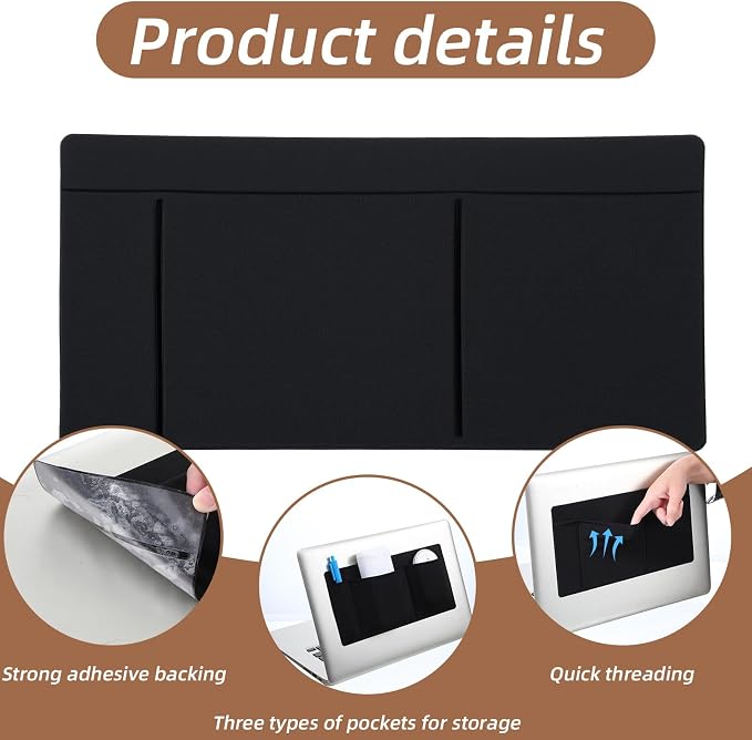 3-Pocket Adhesive Pouch for Laptop Mouse Holder for Laptop Stick on Portable - Image 3