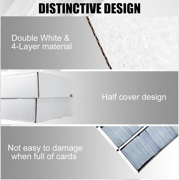 4 Row Trading Card Storage Box, 5 Pack 3200 Count White Cardboard Storage Box - Image 5