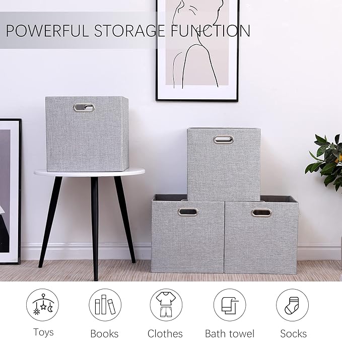 Cube Storage Bins 13×13x13 Inch Linen Foldable Box - Image 4