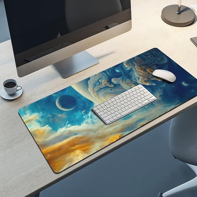 Spectacular Cosmic Planets Large Mouse Pad, Vintage Aesthetic Gaming Desk Mat - Image 8