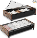 Under Bed Storage with Wheels, Rolling Underbed Storage Drawers, Wooden Under by KITHELP