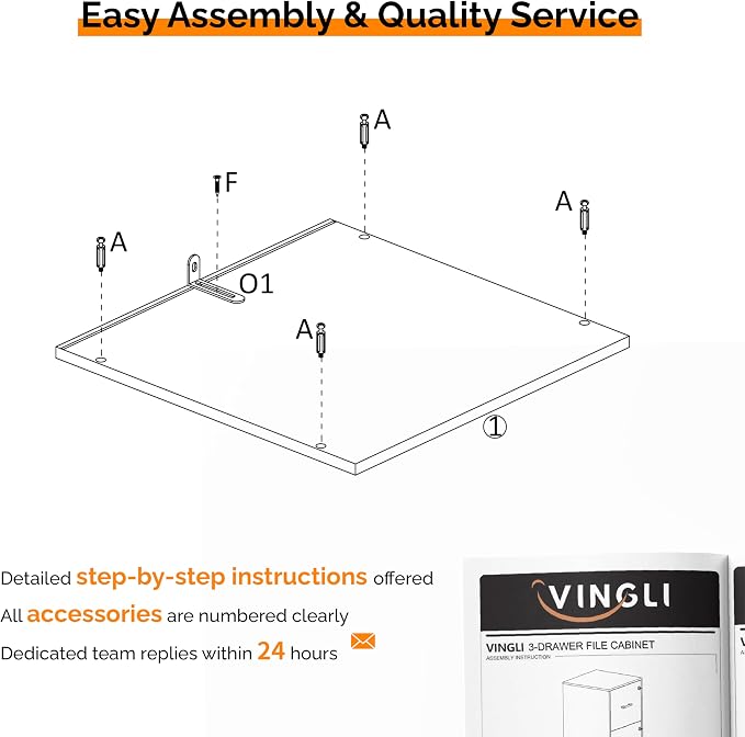 VINGLI 3 Drawer File Cabinet - Image 8