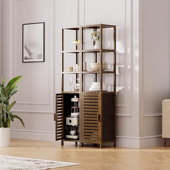 HITNET Bathroom Cabinet, Bamboo Floor Cabinet Freestanding Narrow Storage Unit - Image 4