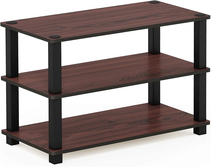 Furinno Turn-S-Tube 3-Tier Shoe Rack, Dark Cherry/Black - Image 5