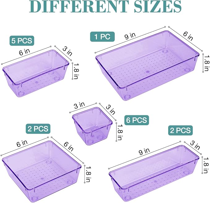 16 PCS Drawer Organizer Set, 5 Varied Size Bathroom and kitchen Drawer cabinet - Image 2