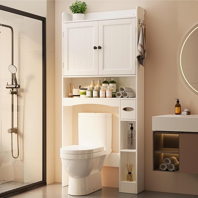 Ahomly Over The Toilet Storage Cabinet, 32.3" W Over Toilet Bathroom Organizer by Ahomly