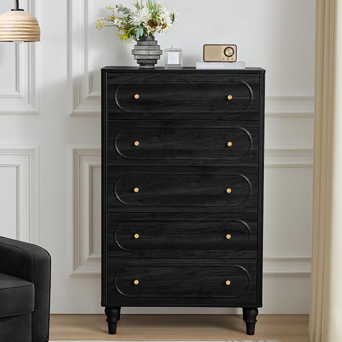 ORRD 5 Drawer Fluted Dresser for Bedroom, Mid Century Modern Chest of Drawers - Image 5