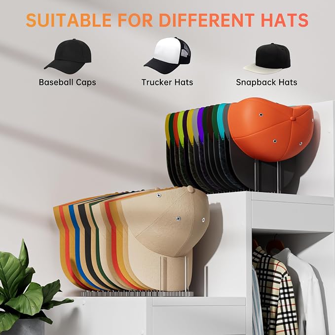 Kadolina Hat Organizer for Baseball Caps, Acrylic Hat Rack for 14 Baseball Caps - Image 6