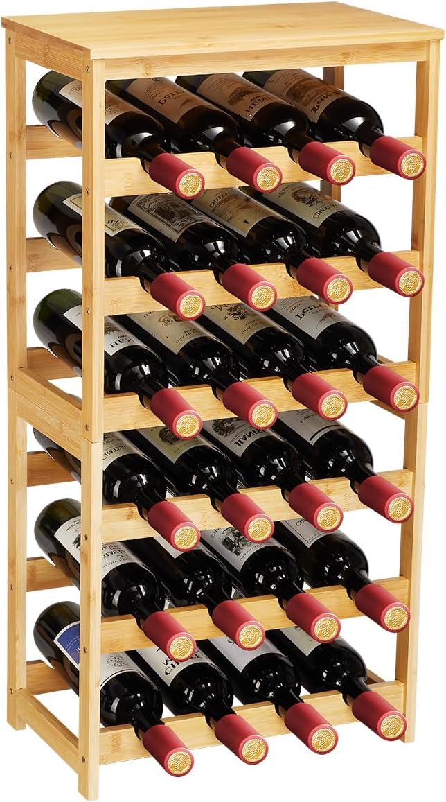 Wine Rack 24-Botttle Freestanding Floor, 6-Tier Wine Rack Shelf by Homevany