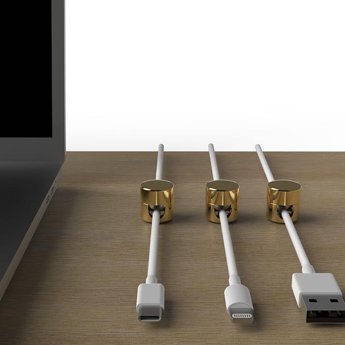 Cable Anchors for Desk Organization Gold | Premium Aluminum Cord Organizers | - Image 3
