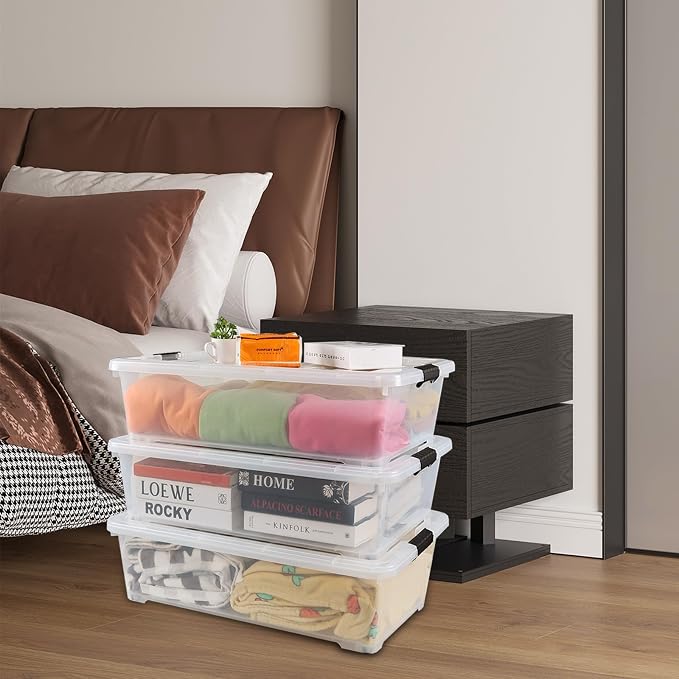 3 Packs 50 Quart Plastic Under Bed Storage Container Bins - Image 6