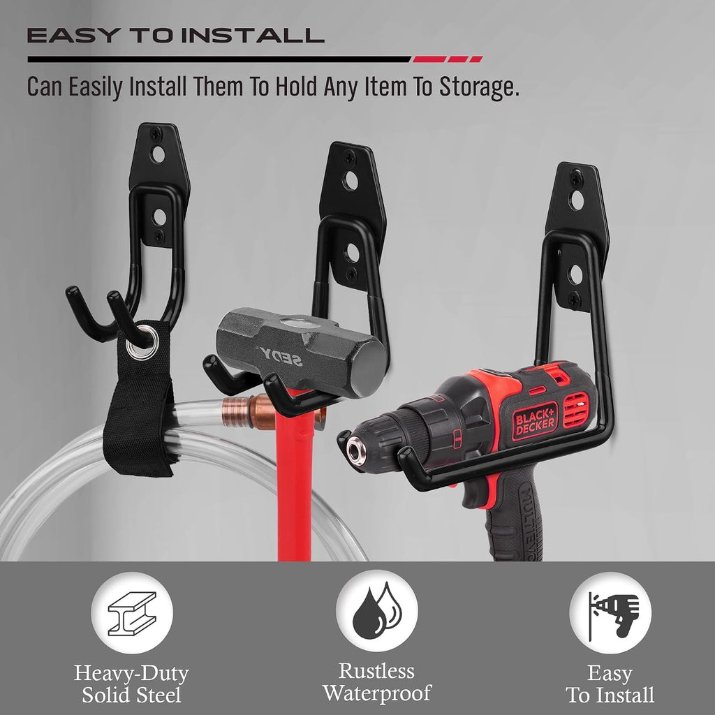 Garage Tool Storage Wall Hook Assortment Set: 15PCS Heavy Duty Large