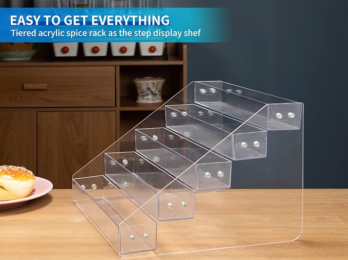 Tiered Spice Rack Acrylic, Spice Rack Shelf Seasoning Organizer - Image 2