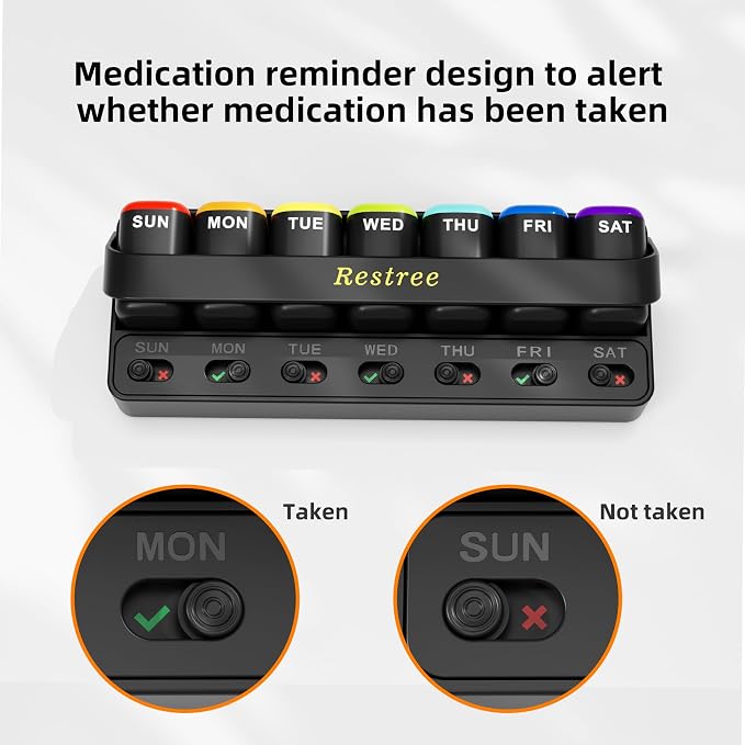 Restree Weekly Pill Organizer 7 Day one time a Day - Image 3