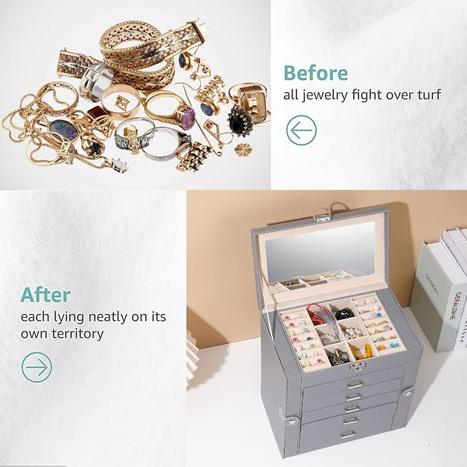 BOOVO Jewelry Box For women, 6 Layer Large Jewelry Organizer - Image 6