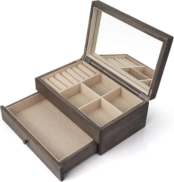 Meangood Jewelry Box Organizer for Women, 2 Layer Large Jewelry Storage Case - Image 9
