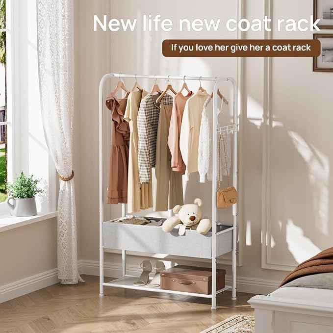 Clothes Garment Coat Rack Drying Clothing Racks Metal Freestanding - Image 8