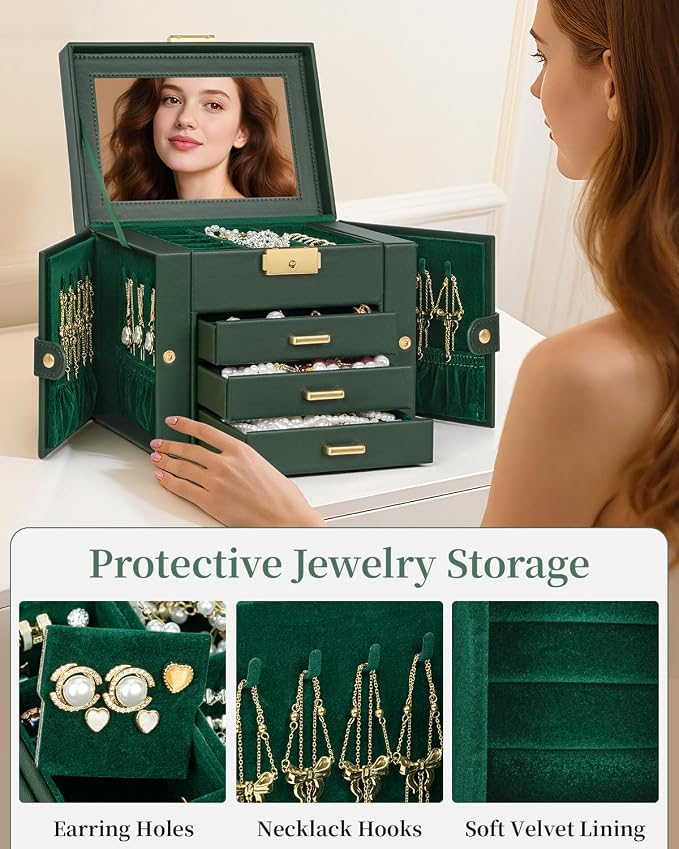 TORIBIO Jewelry Box for Women, Leather Jewelry Organizer - Image 6