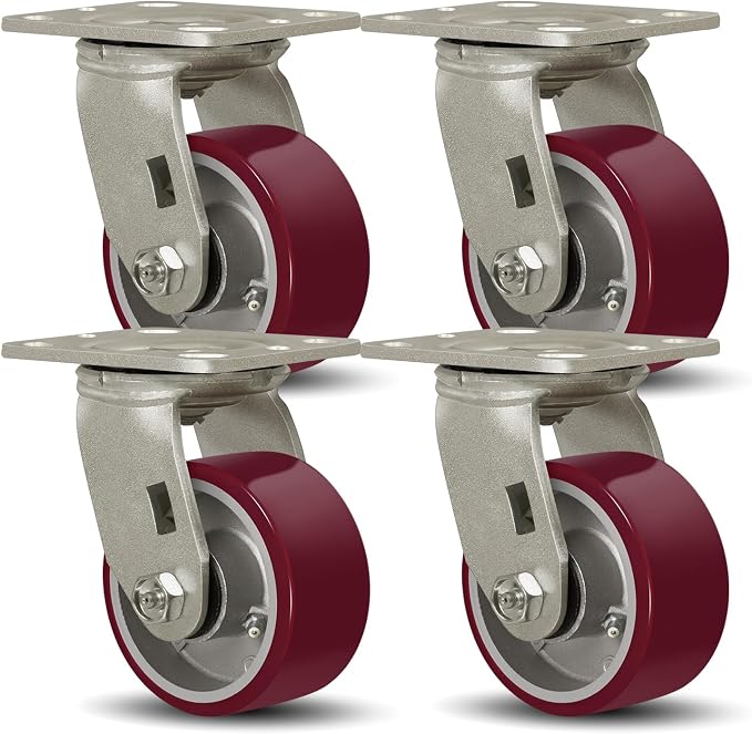 SY America 4" X 2" Casters Wheels, Heavy Duty Casters Set of 4，Polyurethane on by SYAmericaIndustrialCasters