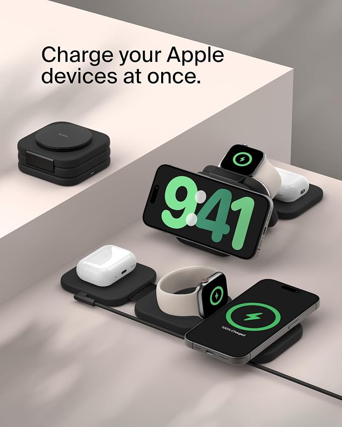 Belkin MagSafe Charger Compatible 3-in-1 Magnetic Charging Travel Pad - Image 2