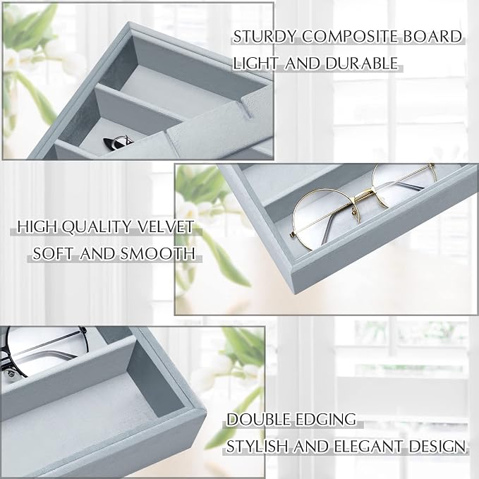 Amylove 2 Pcs Sunglass Organizer Trays Glasses Stackable Jewelry Trays Sunglass - Image 3