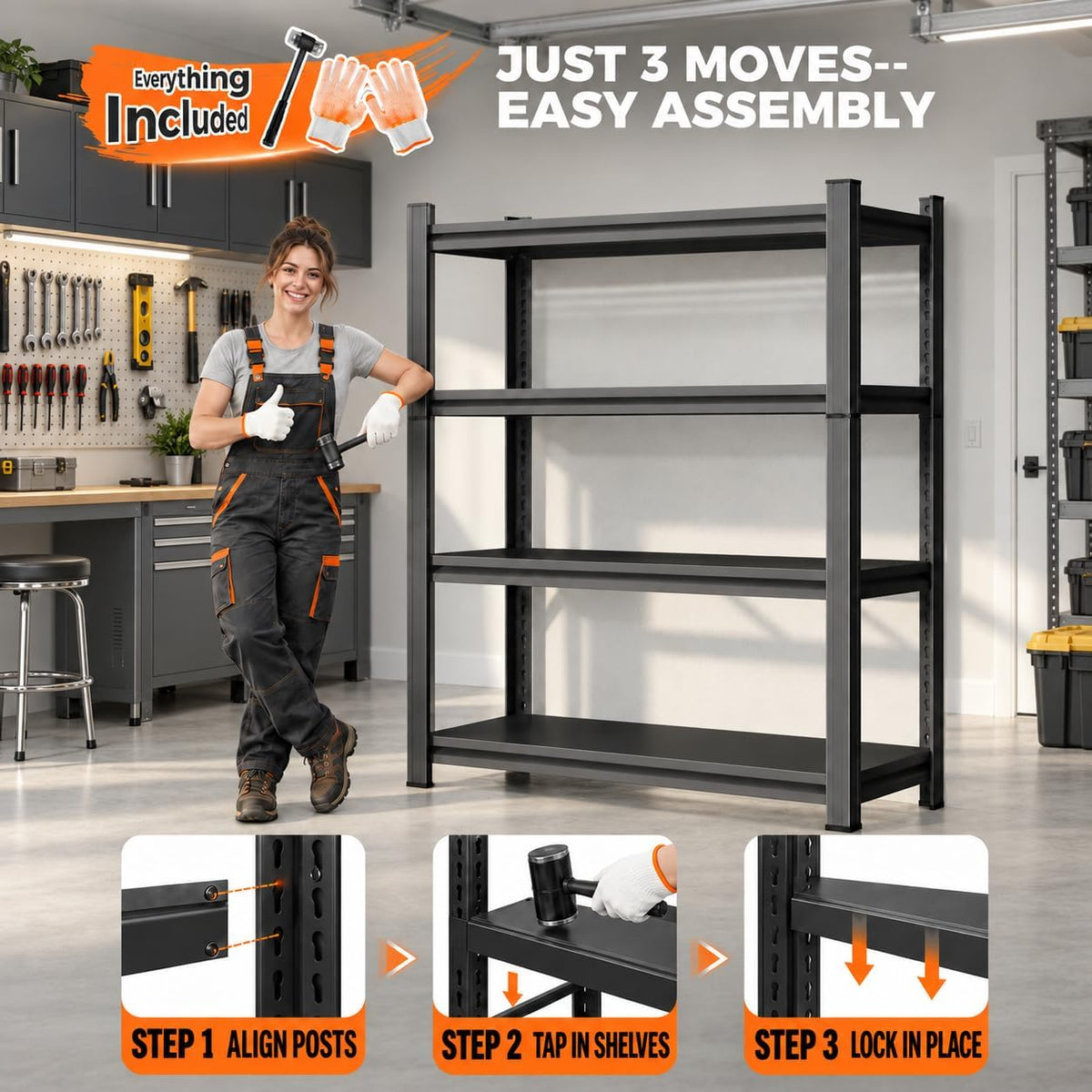 Garage Shelving 44"H x 40"W x 14"D Heavy Duty Storage Shelves Boltless