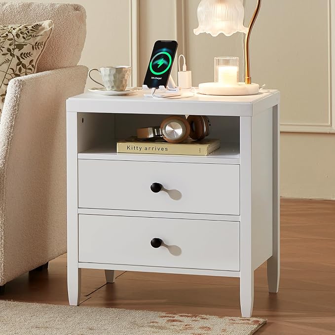 Huuger White Nightstand Set of 2, Night Stand - Image 5