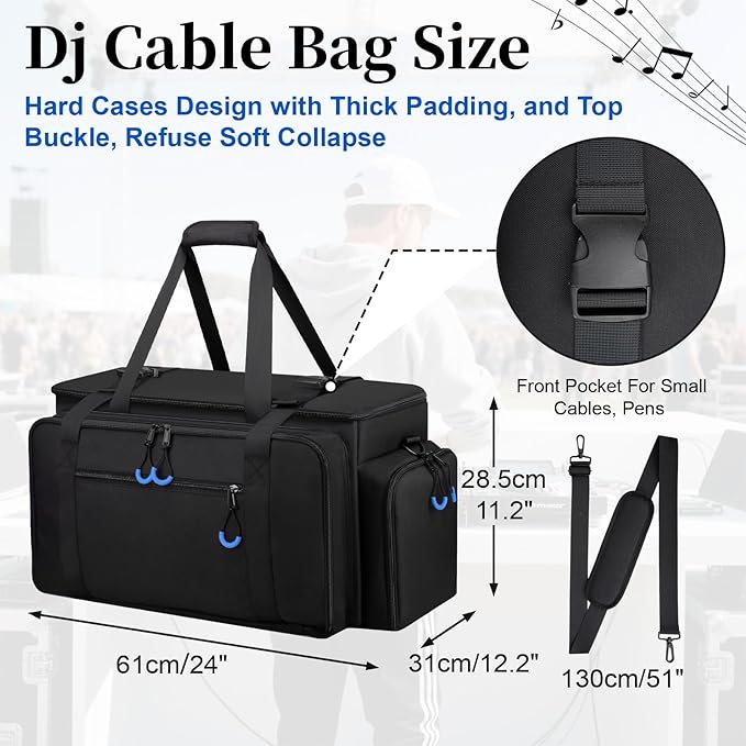 Large Dj Cable Bag with Laptop and Microphone Pocket, Dj Bag - Image 6