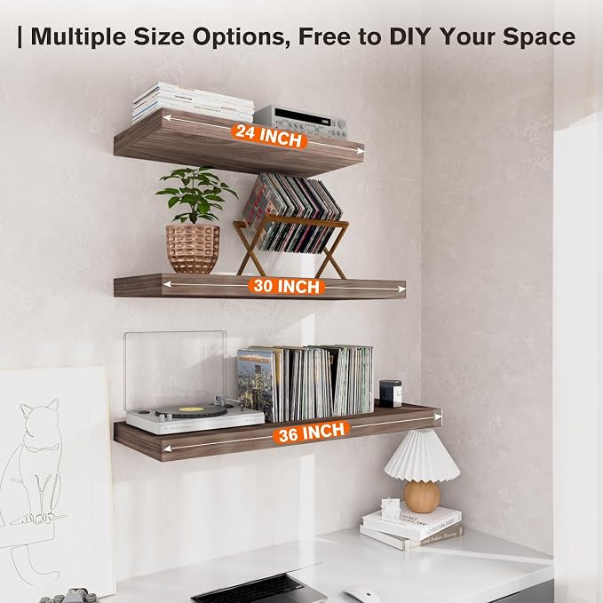 Floating Shelf, 24 in W x 12.75 in D x 2 in H Wooden Floating Wall Shelf - Image 6