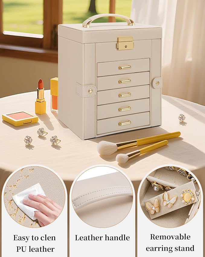 TORIBIO Large Jewelry Box for Women, Leather Jewelry Organizer - Image 6