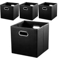 PRANDOM Leather Foldable Cube Storage Bins 13x13 inch Fabric Storage Baskets by Prandom