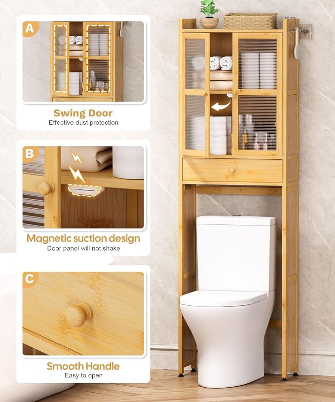Over The Toilet Storage Cabinet: Bathroom Organizer Shelf - Image 5