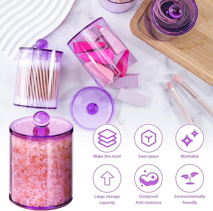 6 Pack Qtip Holder, Canister Apothecary Jar Set, Bathroom Jars - Image 3
