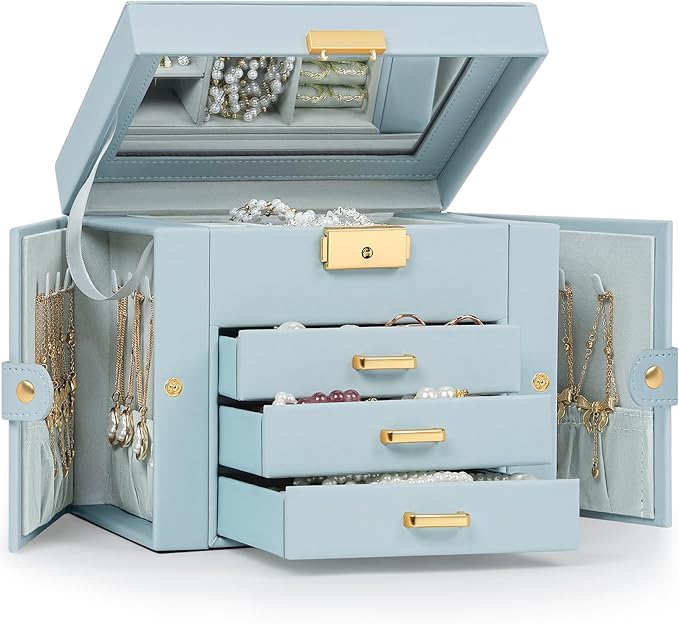 TORIBIO Jewelry Box for Women, Leather Jewelry Organizer by TORIBIO