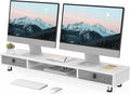 Fenge Dual Monitor Stand with 2 Drawers, 42.5 Inches Large Computer Riser by Fenge