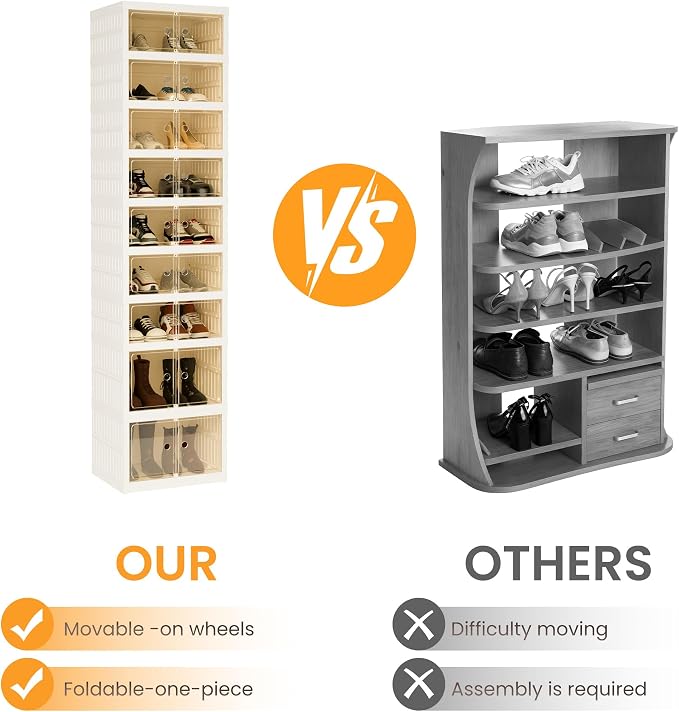 Foldable Shoe Organizer Storage Box, Portable Extra Large Folding Shoe Rack - Image 6