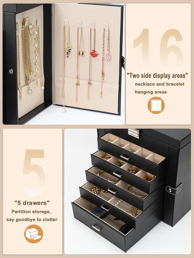 BOOVO Jewelry Box For women, 6 Layer Large Jewelry Organizer - Image 3