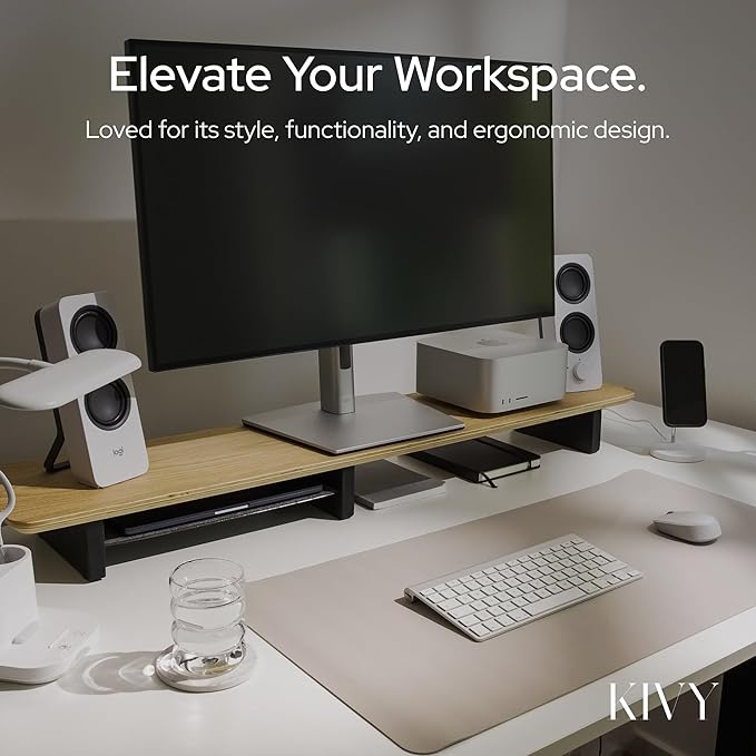 KIVY Dual Monitor Riser with Integrated Metal Shelf - Image 8